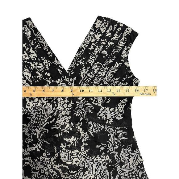 ADRIANA PAPELL V-neck Black/White Dress 8 Bodycon Cocktail Party Wedding church - Picture 9 of 11